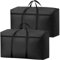 KOMABLEN 2 Piezas 180L Bolsas Almacenaje Ropa, 600D Oxford Impermeable Cajas para Guardar Ropa con Cremallera y Asa, Negro Plegable Bolsas Mudanza Grandes para Edredones, Mantas