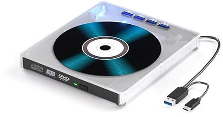 YAODHAOD External DVD Drive CD Drive External USB 3.0 Type-C mit SD/TF Card Player Portable RW Bruciatore per Laptop Desktop PC MacBook Win11/10/8/7/XP Linux Mac OS Vista