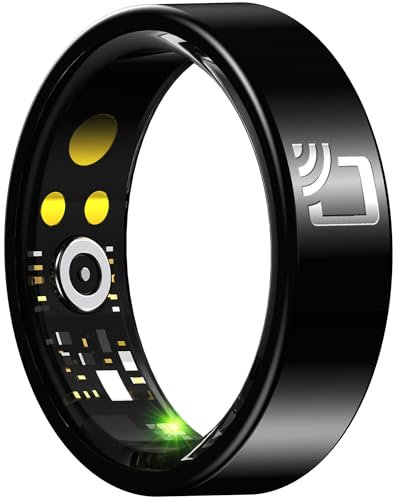 Smart Ring Herren Damen NFC Ring Smartringe Andriod iOS Fitness Ring Gesundheitsring Blutdruck Herzfrequenz SpO2 Schlaftracker Schrittzähler Tracking Ring Keramik Fitness Tracker Wasserdicht Größe 7