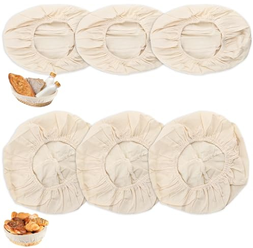 6 Pack Sourdough Basket Liner Cloths for Banneton Bread Proofing | Washable & reusable rattan banneton proofing cloth liners. Prevents dough sticking, absorbs excess moisture for crispy crust