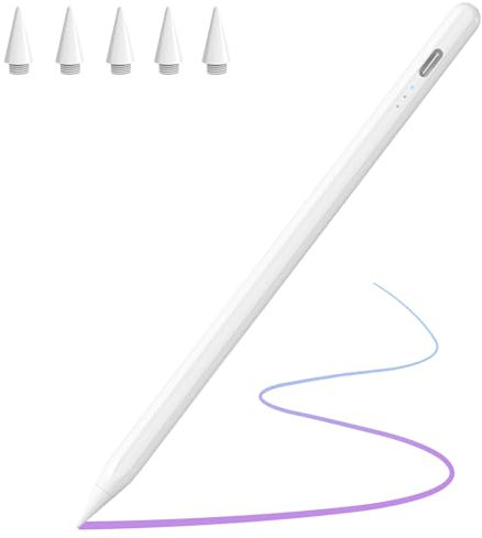 Lápiz para iPad 2018-2025 - Carga Rápida, Precisión de Píxeles y Baja Latencia, Inclinación & Rechazo de Palma & Adsorción Magnética,para iPad 6-11, Pro 11/12.9/13/M4,Mini 5/6, Air 3/4/5/M2