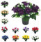 Rose Artificial Flowers in Grave Flower Pots – UV Resistant, Realistic & Long-Lasting Memorial Display for Cemetery, Grave Decorations, Funerals, Home & Garden Remembrance Arrangements (Purple)