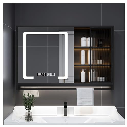 Generisch Armadio a specchio da bagno con illuminazione a LED e armadio a muro senza appannamento con specchio e cerniera wireless 23,6 x 29,5 pollici.