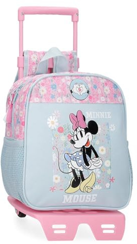 Disney Minnie Happy Mochila infantil, mochila escolar, fabricada en Poliéster, bolsillos laterales, tirantes anchos ajustables, Asa superior para colgarla, sistema magic Fix.