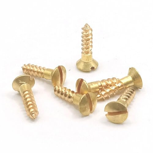 Holzschrauben Linsen-Senkkopf mit Schlitz DIN 95 - Messing natur (Ø 4 x 16 mm, 25 Stück)