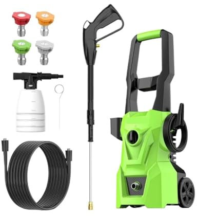 Idropulitrice elettrica da 3000 PSI con cannone a schiuma e 4 ugelli a sgancio rapido Macchina for la pulizia ad alta pressione Auto Esterno