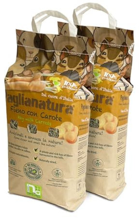 Fieno per Conigli e Roditori - 1,3kg Paglianatura - Per una Dieta Sana e Naturale (2 unità, Carota)