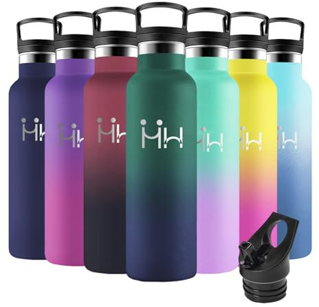 Motswedi Borraccia Termica, 500ml senza BPA, Borraccia con Cannuccia, Acciaio Inox, Borraccia Bambini, a Prova di Perdite, Borraccia Termica Bambini, per Scuola, Palestra, Verde Scuro & Blu Scuro