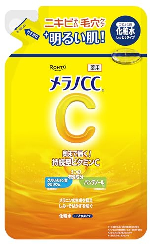 Rohto Melano CC Vitamin C Lotion Refill 170 mL – Hydrating Facial Toner with Vitamin C Derivative – Refill Pack – Made in Japan