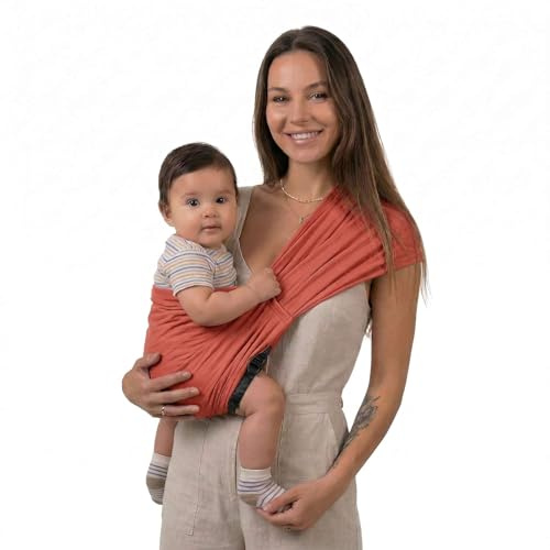 SCHMUSEWOLKE Hüfttrage aus Musselin SPEEDY - für Babys und Kleinkinder - ab 5 kg bis 20 kg - leicht und bequem - Bio-Baumwolle - Terracotta