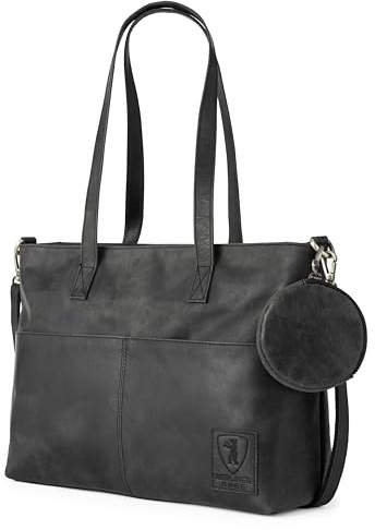 Berliner Bags Vintage Arbeitstasche Julia, Große Umhängetasche aus Leder, Schultertasche mit 14 Laptopfach, Handtasche für Damen