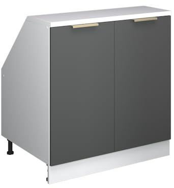 Vicco Dachschrägenschrank Rion, Anthrazit-Gold/Weiß | B80 x T60 cm, mit 2 Türen, platzsparend für Dachschrägen