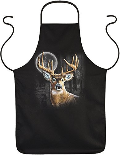 Geile-Fun-T-Shirts Grillschürze für Männer - Hirsch im Mondschein - Jäger Grill Koch Küchenschürze Schürze Männer Geschenke geil bedruckt