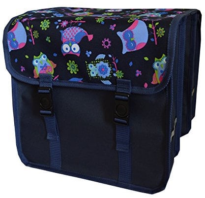 Beluko FAHRRADTASCHE 26 28 Erwachsene Satteltasche Gepäckträgetasche Doppel 2x15l / Einzelne 1x15l (18. Duo - Eule blau)