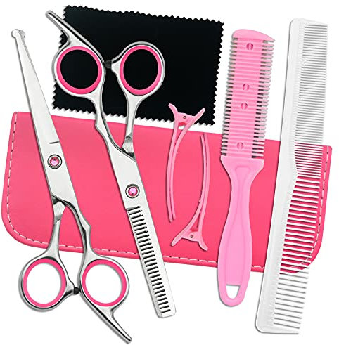 LIGICKY Baby Haarschere Set, Spezielle Runde Spitze Sicherheit Pony Haar Schere Dünner Flacher Schnitt Profi Effilierschere Haarschneider Friseurschere Werkzeugset für den Hausgebrauch, Salon, Kinder