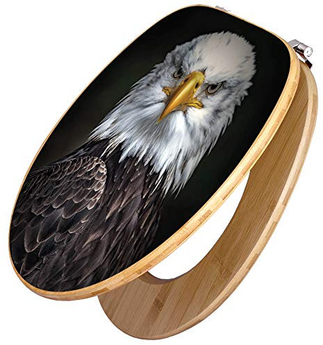 banjado Design WC Sitz Bambus 45x37,5cm / Toilettendeckel Holz/hochwertiger Toilettensitz/Bambus-Toilettendeckel für alle gängigen Toiletten - Adler