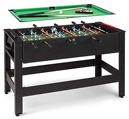 Klarfit Table de multijeux 2-en-1 Pliable tournante pour Un Changement Rapide de Jeu, Table Billard, 105 x 58 cm, Accessoires de Jeu Inclus, Fonction Spin, Noir