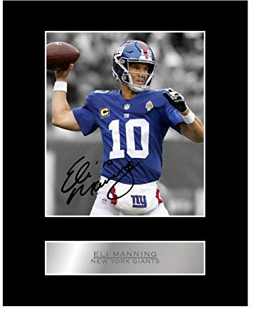 Eli Manning Foto mit Autogramm und Passepartout, New York Giants #01