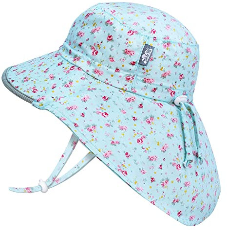 Jan & Jul Baby Sonnenhut für Mädchen, Verstellbar und Atmungsaktiv (Retro-Rose, 6-24 Monate)