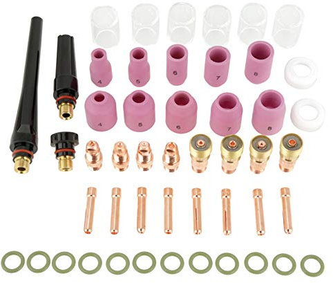 49pcs Set di saldatura TIG Lenti per gas in rame Alluminio Ugelli Tazze Pinze Accessori per saldatura TIG per pistola per saldatura TIG