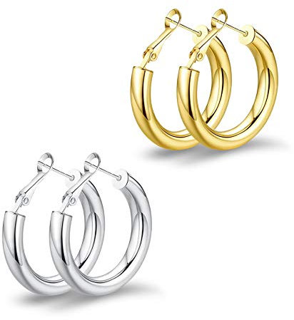 Dicke Goldene Creolen Leichte Klobige Goldreifen für Frauen Hypoallergen Groß Hohlrohrohrring 25mm / 30mm / 40mm / 50mm