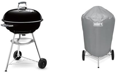 Weber Compact Charcoal BBQ, 57 cm, Black + Grill Cover, Fits 57 cm charcoal grills