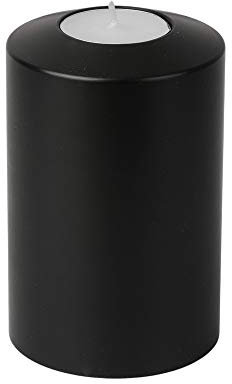Sin! Teelichthalter Classic schwarz - ∅ 10 cm - Höhe 18 cm, Dauerkerze mit Teelicht in Kerzenform - Teelichtkerze in Kerzenoptik - Kunststoffkerze mit Teelichteinsatz.