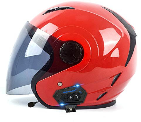 DYOYO Bluetooth Casque Jet Vintage 3/4 Casques Rétro Personnalité Approuvé ECER 22-05 Visiere UV Ouvert Pare-Soleil Matériau ABS Safety Scooter pour Hommes Femmes 57-62CM