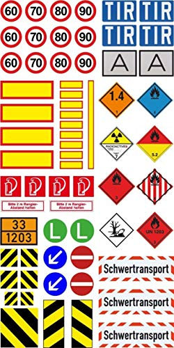 24/7stickers Modellbau Komplett Set 1:32 Aufkleber WARNHINWEISE WEDICO Decal - RC Truck LKW Zugmaschine V8 Trucker Bagger Raupe