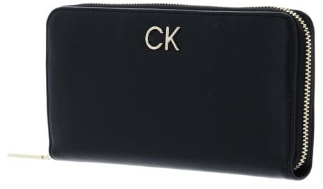 Calvin Klein Re-Lock Slim Zip Around Wallet Logo CK Black