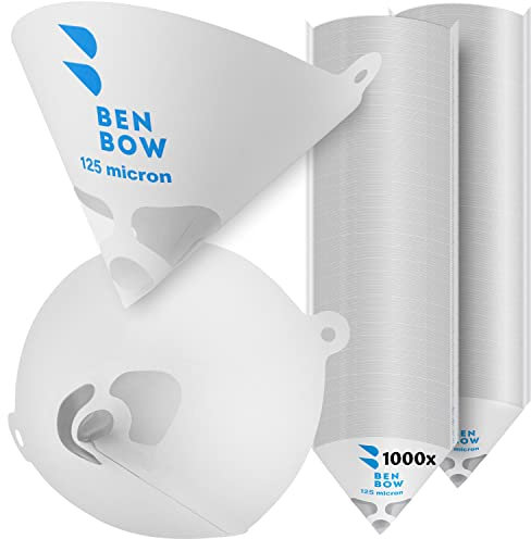 BenBow Lacksieb 125µ x 1000 Stück - Einweg-Papierfilter mit Nylongewebe - zum Filtern von Lacken und Farben vor Verunreinigungen