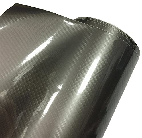 Rouleau de film autocollant en vinyle 6D en fibre de carbone imperméable et auto-adhésif pour voiture, ordinateur, smartphone, meubles (gris, 152 x 200 cm)