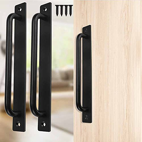 STCRERAG 2 Pcs Sliding Barn Door Pull Handles - Heavy Duty Aluminium Alloy Cabinet Handles for Garage Doors - Black (212mm)