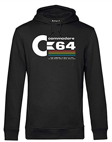 Blasfemus Felpa Cappuccio Uomo Computer Anni 80 64 Vintage Nerd (M, Nero)