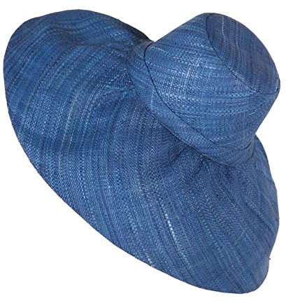 Miro Boho Chic - Hut Ibiza Groß Pamela aus handgefärbtem Naturbast, Einheitsgröße, die an den Kopf passt, breite Krempe (18 cm), die von Hand geformt wird., türkis, One size