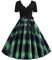 YMING Femme Robe Trapèze Mi-Longue Audrey Hepburn De Cocktail Fluide à Carreaux Vert Bleu XXL