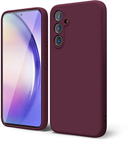 oakxco for Samsung Galaxy A54 5g Phone Case Liquid Silicone, Cute Thin Slim Soft Rubber TPU Plain Smooth Gel Cover for Women Girl, Matte Solid Protective & Shockproof, Burgundy Plum Wine
