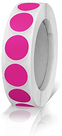 Meitaat Pink Round Dot Stickers 13mm Coloured Circle Labels 1000 Pcs | Waterproof Vinyl, Strong Adhesive, Removable Sticky Dots, Colour Coding, Planners, Calendars, Office, Inventory, Organisation