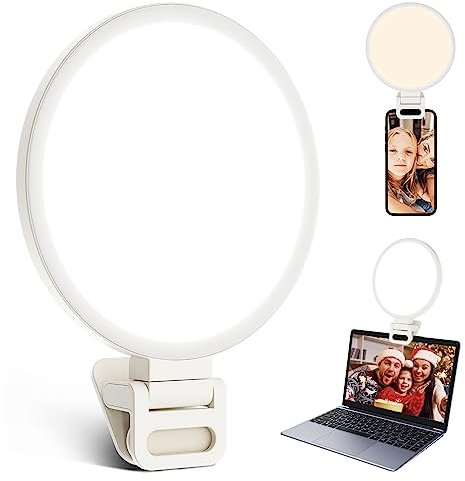 ACMEZING Clip-On Ring Light for Laptop & Phone, Upgraded 60-LED Full-Screen Anti-Glare Light with 3 Color Modes & Dimmable Brightness, Perfect for Zoom, TikTok, Selfies, Video Calls