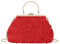 MilyaDE Damen Clutch Blumen Elegante Brauttasche Hochzeit Party Kleidertasche Abendtasche Handtasche mit Kette Handgriff Kiss Lock, Rot