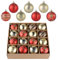 Valery Madelyn Christmas Baubles Set 16pcs 60mm, Traditional Red and Gold Christmas Ball Shatterproof Ornaments for Xmas Tree Decorations