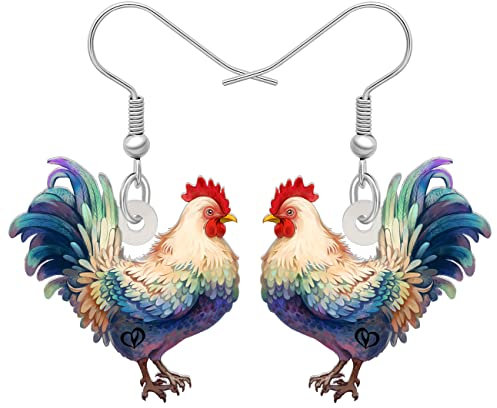 BAMAY Anime Henne Huhn Ohrringe baumeln Acryl Bauernhof Tiere Schmuck lustig Huhn Geschenke für Frauen Mädchen Charms (Blau 481)