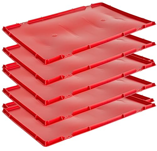 Deckel Eurobox 1-30 x Deckel Fleischerkiste 40 x 60 cm Deckel Fleischkiste Deckel Metzgerkiste Deckel Stapelkiste Eurokasten 40 x 60 cm Rot Auswahl Kingpower, Anzahl:5