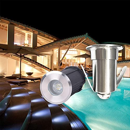 3W Piscine Lumière Ronde Petite Lumière Enterrée Spot Intégré en Acier Inoxydable Downlight Extérieur Étanche IP68 Fontaine Lumières pour Piscines, Jardins, Places