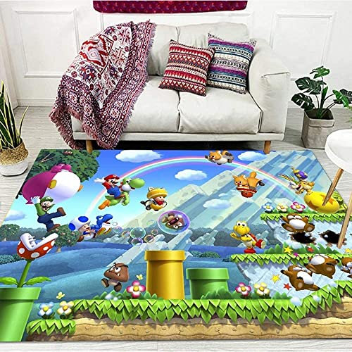 Teppich 3D Super Mario Muster, weicher Flanell Teppich für Wohnzimmer Schlafzimmer Dekoration, Fußmatte für Kinderzimmer Zimmer.,C,140 * 200cm