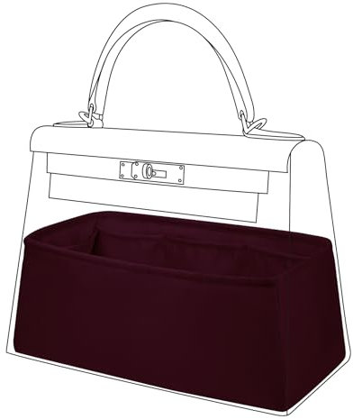 DGAZ Handtasche Tasche Organizer, Seide Innentasche für Kelly Pochette/Mini/20/25/28/32/35/40/42/50, Seidige Berührung Taschenorganizer Shaper Einsatz (Rouge h, KL35)