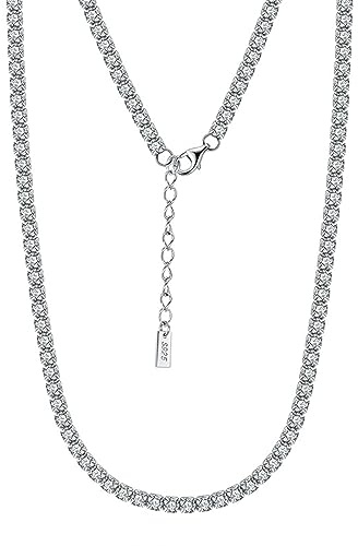 Mesnt Kette Ohne Anhänger, 925 Silber Tennis-Kette Halskette für Frauen Silber, Länge 35+5cm