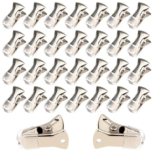 Lot de 30 mini pinces crocodiles en métal argenté pour loisirs créatifs, papier, porte-badges d'identité, bijoux, cordons 2,9 x 0,58 cm
