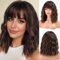 HAIRCUBE Kurze Charming Bob mit Bangs Perücken für Frau Natur Hitzebeständige Kunstfaser Party/Cosplay/Kostüm/Tägliche Perücke (Brünette mit Blonde Highlight)