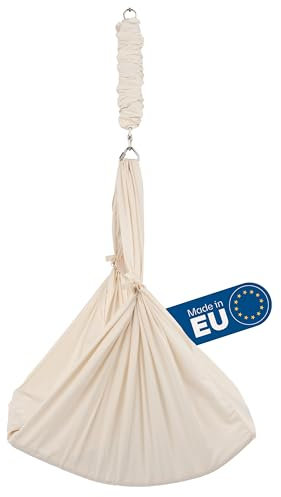 Lottili Baby Federwiege Hängematte mit Zugfeder (Beige) - GOTS & ÖKOTEX 100 Zertifizierte Babywiege als Babywippe - Baby Swing Wiege hängend- Baby & Neugeborene Möbel (196)